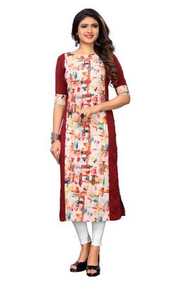  Marron Color Heavy American Crepe  Stitched Kurti 1