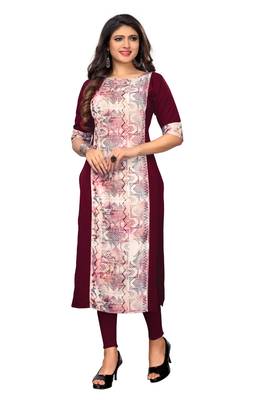  Multi Color Heavy American Crepe  Stitched Kurti 1