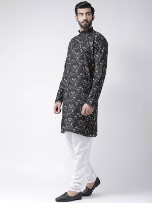 Black Printed Cotton Stitched Kurta Pajama 2