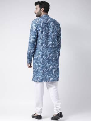 Blue Printed Cotton Stitched Kurta Pajama 4