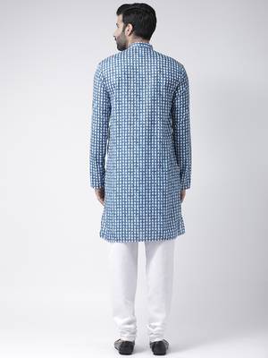 Blue Printed Cotton Stitched Kurta Pajama 4