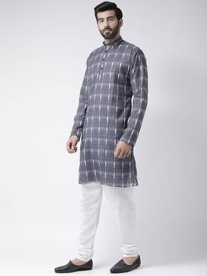 Blue Printed Cotton Stitched Kurta Pajama 2