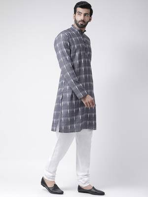 Blue Printed Cotton Stitched Kurta Pajama 3