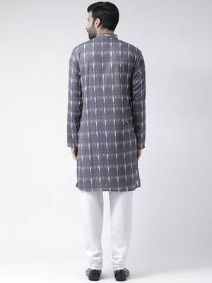 Blue Printed Cotton Stitched Kurta Pajama 4