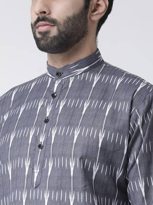 Blue Printed Cotton Stitched Kurta Pajama 5