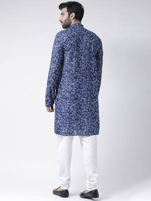 Blue Printed Cotton Stitched Kurta Pajama 4