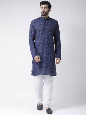 Blue Printed Cotton Stitched Kurta Pajama 1