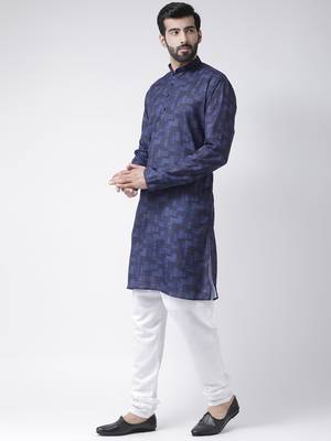 Blue Printed Cotton Stitched Kurta Pajama 2