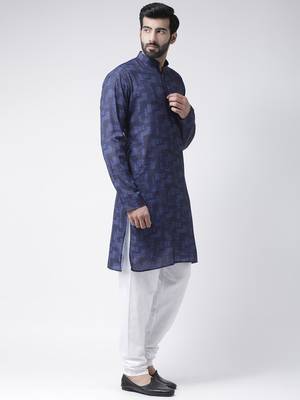 Blue Printed Cotton Stitched Kurta Pajama 3