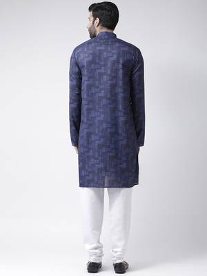 Blue Printed Cotton Stitched Kurta Pajama 4