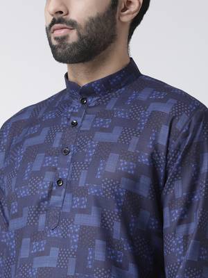 Blue Printed Cotton Stitched Kurta Pajama 5