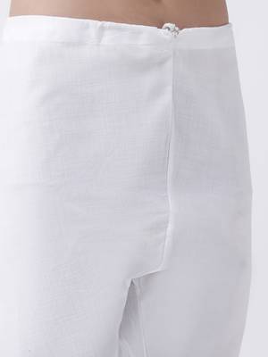 White Printed Cotton Stitched Kurta Pajama 6