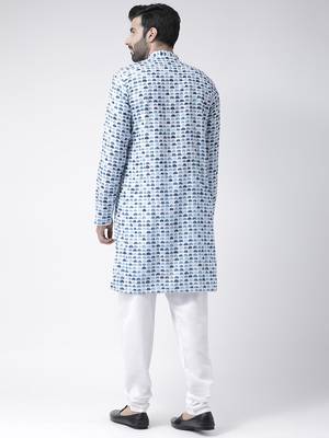 White Printed Cotton Stitched Kurta Pajama 3