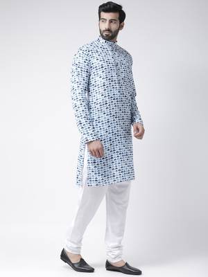 White Printed Cotton Stitched Kurta Pajama 4