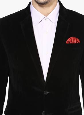 Black Plain Velvet Stitched Men Blazers 6