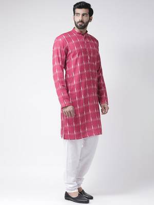 Pink Printed Cotton Stitched Kurta Pajama 3