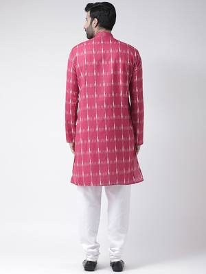 Pink Printed Cotton Stitched Kurta Pajama 4