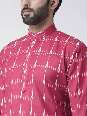 Pink Printed Cotton Stitched Kurta Pajama 5