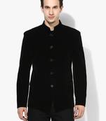 Black Plain Velvet Stitched Men Blazers
