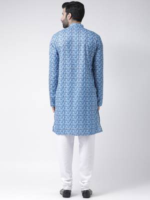 Blue Printed Cotton Stitched Kurta Pajama 4