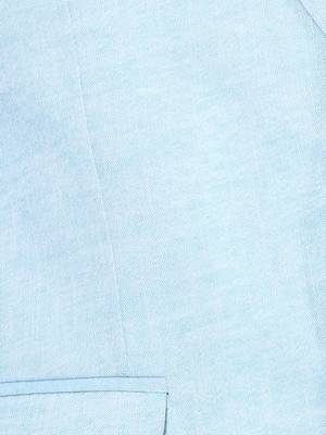Blue Plain Linen Stitched Men Blazers 7