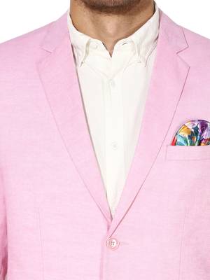Pink Plain Linen Stitched Men Blazers 6