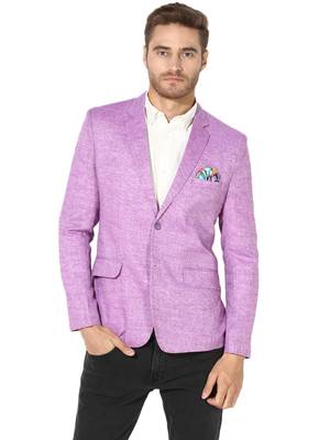 Purple Plain Linen Stitched Men Blazers 1