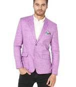 Purple Plain Linen Stitched Men Blazers