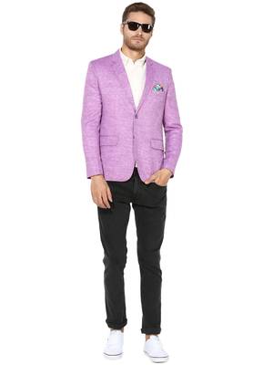 Purple Plain Linen Stitched Men Blazers 2