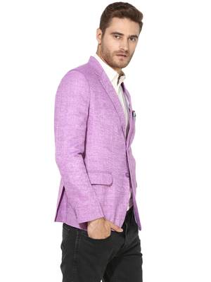 Purple Plain Linen Stitched Men Blazers 3