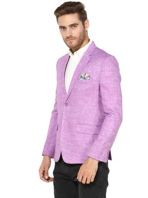 Purple Plain Linen Stitched Men Blazers 4