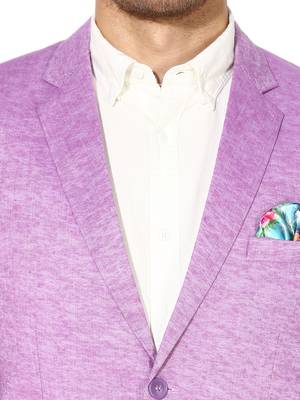 Purple Plain Linen Stitched Men Blazers 6