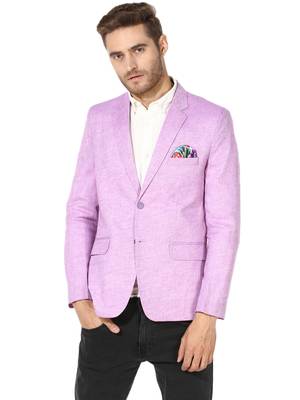 Purple Plain Linen Stitched Men Blazers 1