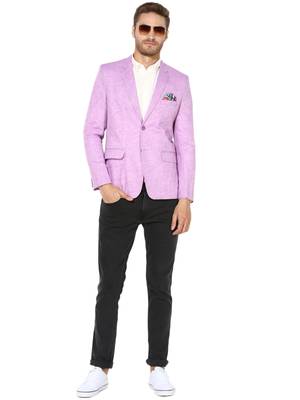 Purple Plain Linen Stitched Men Blazers 2