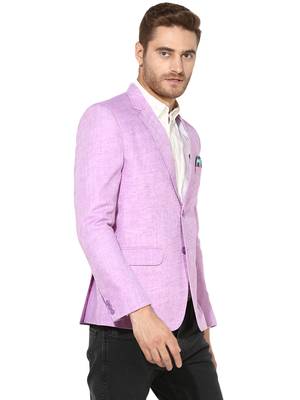 Purple Plain Linen Stitched Men Blazers 3