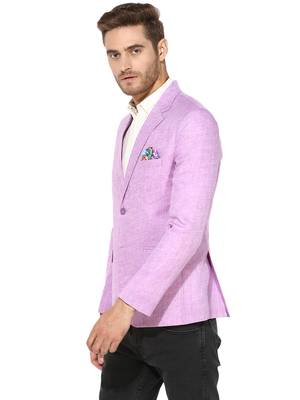 Purple Plain Linen Stitched Men Blazers 4