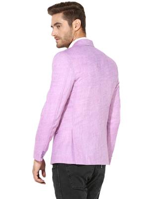 Purple Plain Linen Stitched Men Blazers 5