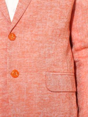 Orange Plain Linen Stitched Men Blazers 7