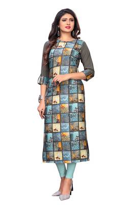  Multi Color Heavy American Crepe  Stitched Kurti 1