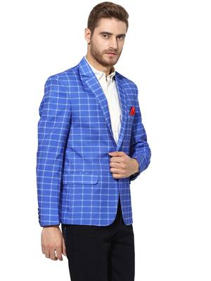 Multicolor Plain Blended Cotton Stitched Men Blazers 3