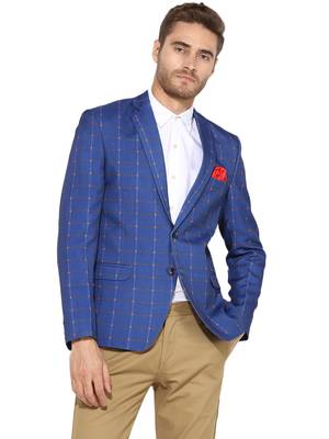 Multicolor Plain Blended Cotton Stitched Men Blazers 1
