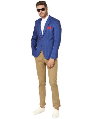 Multicolor Plain Blended Cotton Stitched Men Blazers 2