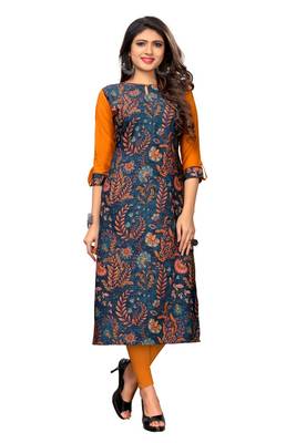  Multi Color Heavy American Crepe  Stitched Kurti 1