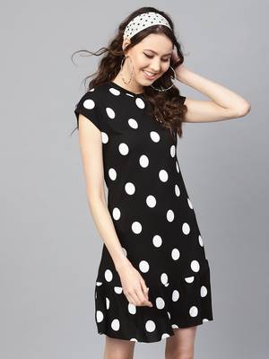 Black & White Polka Frill Hem Dress 1