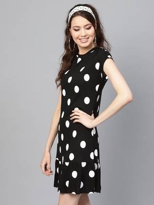 Black & White Polka Frill Hem Dress 2