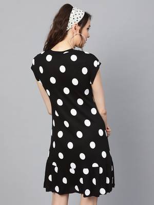 Black & White Polka Frill Hem Dress 3