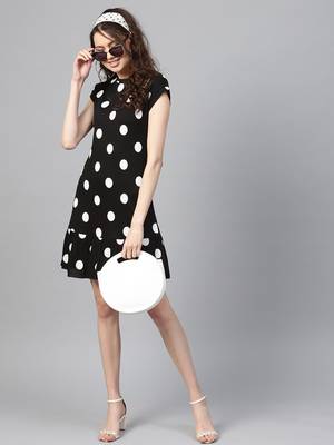 Black & White Polka Frill Hem Dress 6
