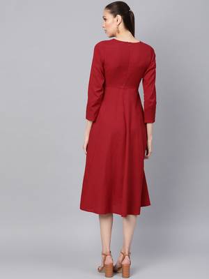 Maroon Front Embroidered Maxi 3
