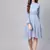 Blue Mandrain Collar Pleated Skater Dress