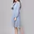 Blue Mandrain Collar Pleated Skater Dress